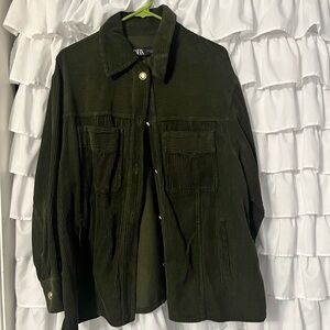 Zara Olive Corduroy Shirt